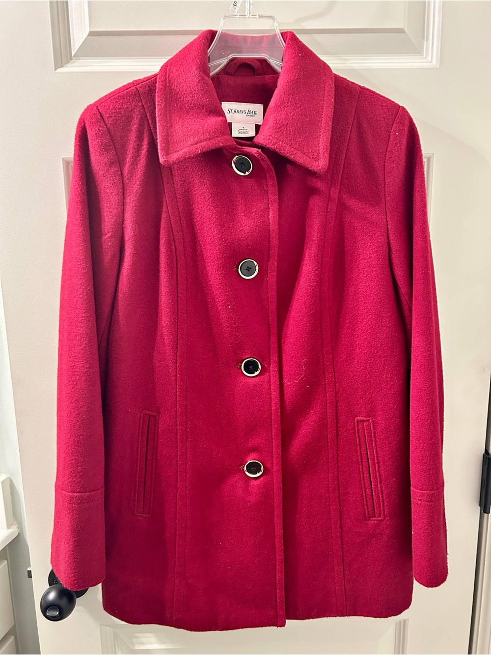 St. John's Bay Women's Red Wool-Blend Pea Coat